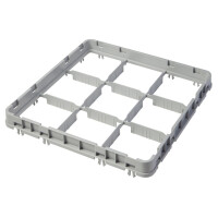 Nástavec koše half drop 500x500 mm šedý, model E2, Cambro, počet přihrádek: 9 (3x3), rozměr přihrádky: 150x150 mm, Světle šedá, 499x499x(H)51mm