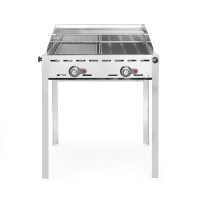 Plynový gril Green Fire 2 hořáky, HENDI, Profi Line, Smaltovaná litinová plotýnka a mřížka o velikosti GN 1/1, 11,6kW, 740x615x(H)825mm