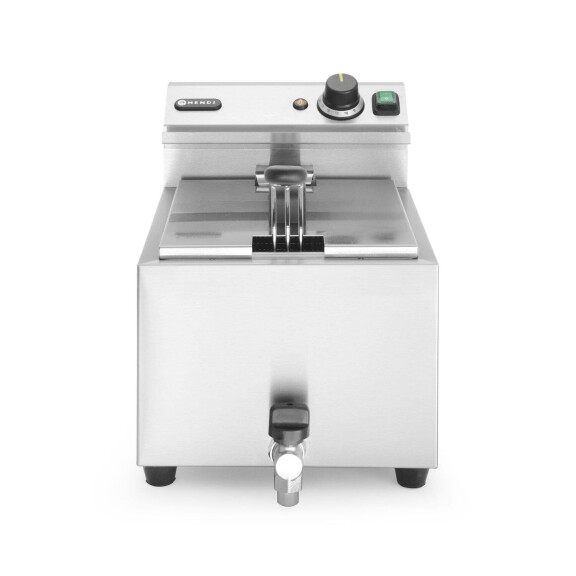Ruční fritéza s vypouštěcím kohoutem, 8 l, HENDI, Profi Line, 8L, Světle šedá, 230V/3500W, 305x515x(H)354mm