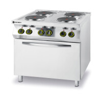 Elektrický vařič Kitchen Line – 4 plotýnky s konvektomatem GN 1/1 , HENDI, Kitchen Line, GN 1/1, 400V/13400W, 800x700x(H)900mm