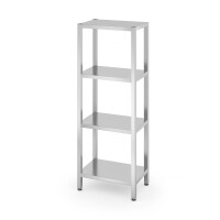 Skladový regál se 4 plnými policemi – přišroubovaný, HENDI, Kitchen Line, 600x400x(H)1800mm