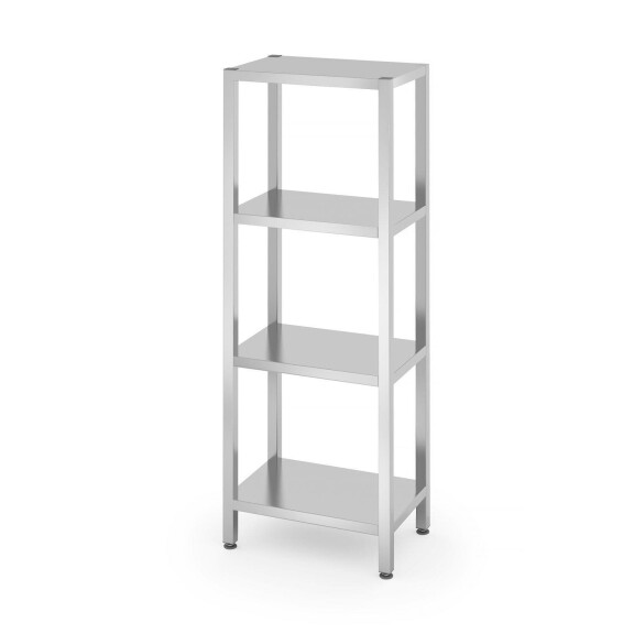 Skladový regál se 4 plnými policemi – přišroubovaný, HENDI, Kitchen Line, 600x400x(H)1800mm
