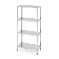 Skladový regál se 4 plnými policemi – přišroubovaný, HENDI, Kitchen Line, 800x400x(H)1800mm