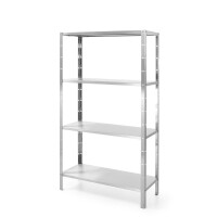 Skladový regál se 4 plnými policemi – přišroubovaný, HENDI, Kitchen Line, 1000x400x(H)1800mm
