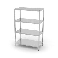 Skladový regál se 4 plnými policemi – přišroubovaný, HENDI, Kitchen Line, 1000x500x(H)1800mm