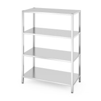 Skladový regál se 4 plnými policemi – přišroubovaný, HENDI, Kitchen Line, 1200x600x(H)1800mm