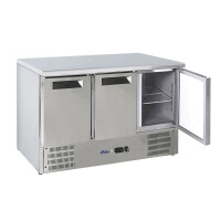 Třídveřový chladicí stůl s pracovní deskou a podstavcem, Arktic, 219L, 220-240V/152W, 1365x700x(H)855mm