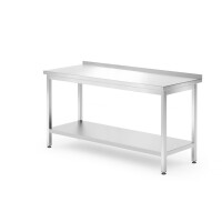 Nástěnný stůl s policí – přišroubovaný, hloubka 700 mm, HENDI, Kitchen Line, 1600x700x(H)850mm