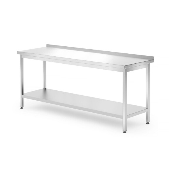 Nástěnný stůl s policí – přišroubovaný, hloubka 700 mm, HENDI, Kitchen Line, 1800x700x(H)850mm
