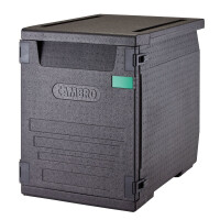 Termoizolační box Cam GoBox s předním plněním pro nádoby 600x400 mm, s 9 vestavěnými drážkami, Cambro, 126 l, s 9 drážkami, 126L, Černá, 770x540x(H)68