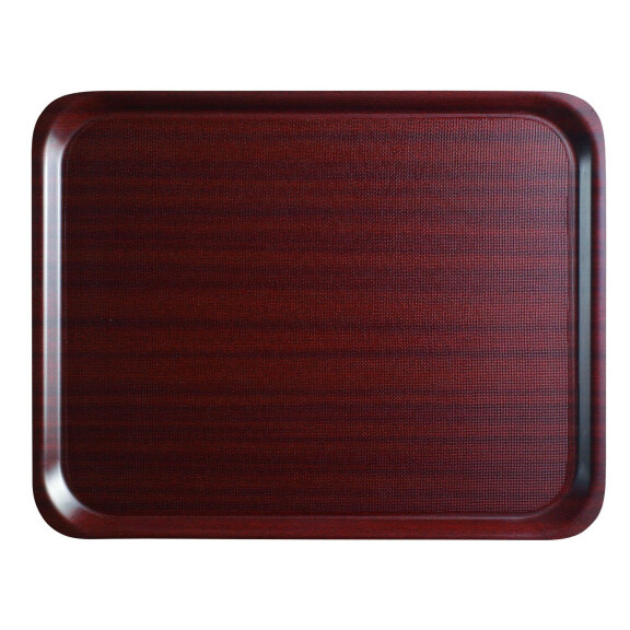 Obdélníkový protiskluzový servírovací tác Mykonos v mahagonovém provedení, Cambro, obdelníkový tvar, Mahagon, 370x530mm