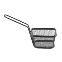 Servírovací mini fritovací košík stohovatelný černý, HENDI, 105x90x(H)60mm