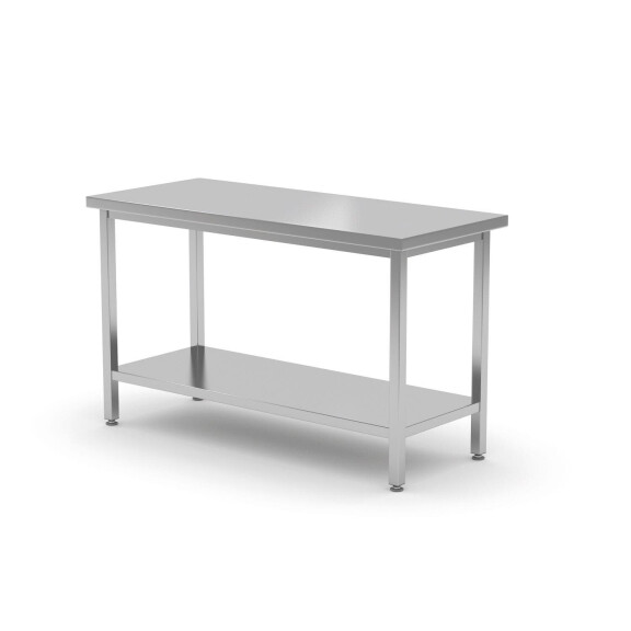 Středový stůl s policí – přišroubovaný, HENDI, Kitchen Line, 1600x700x(H)850mm