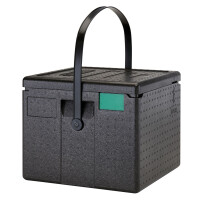 Termoizolační box na pizzu Cam GoBox, horní plnění, Cambro, Objem: 6 kartonů 330x330x(H)40 mm pro pizzu Ø320 mm, Černá, 410x410x(H)339mm