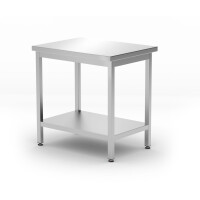 Centrální stůl s policí – přišroubovaný, hloubka 600 mm, HENDI, Budget Line, 800x600x(H)850mm