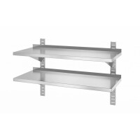 Dvojitá nástenná polica, nastaviteľná, s 2 konzolami, HENDI, 1000x400x(H)600mm