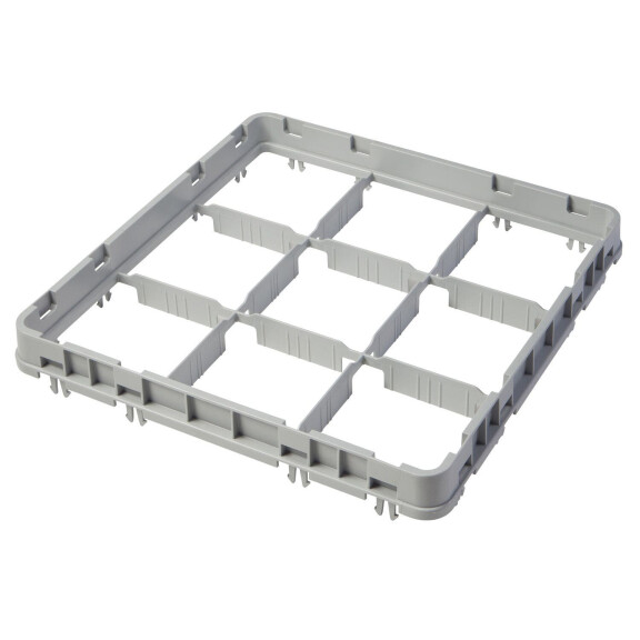 Nadstavec do košov full drop 500x500 mm sivý, model E2, Cambro, počet priehradiek: 9 (3x3), rozmery priehradky: 150x150 mm, Svetlošedá, 499x499x(H)51m