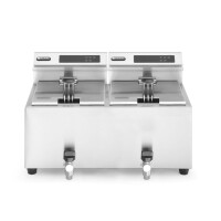 Fritéza s digitálnym ovládacím panelom Profi Line s výpustným ventilom – 2x 8 l, HENDI, Profi Line, 16L, 230V/7000W, 605x515x(H)350mm