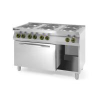 Elektrický sporák Kitchen Line 6-platničkový s konvekčnou elektrickou rúrou GN 1/1, HENDI, Kitchen Line, 400V/18600W, 1200x700x(H)900mm