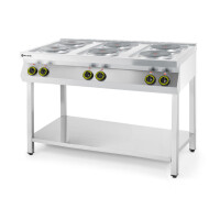 6-platňový elektrický sporák Kitchen Line na otvorenom podstavci, HENDI, Kitchen Line, 400V/15600W, 1200x700x(H)900mm