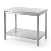 Centrálny stôl s poličkou – skrutkový, hĺbka 600 mm, HENDI, Kitchen Line, 1400x600x(H)850mm
