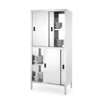 Priechodná skrinka s priečkami a posuvnými dverami – skrutkové, HENDI, Kitchen Line, 800x500x(H)1800mm