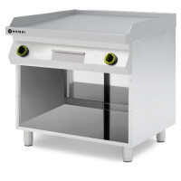 Grilovacia platňa, plynová, hladká, na skrinke z 3 strán uzavretej, HENDI, Kitchen Line, 2 vykurovacie zóny, každá s 3 horákmi, celkový výkon 10 kW, 1