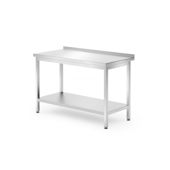 Stenový stôl s poličkou – skrutkový, hĺbka 700 mm, HENDI, Kitchen Line, 1200x700x(H)850mm