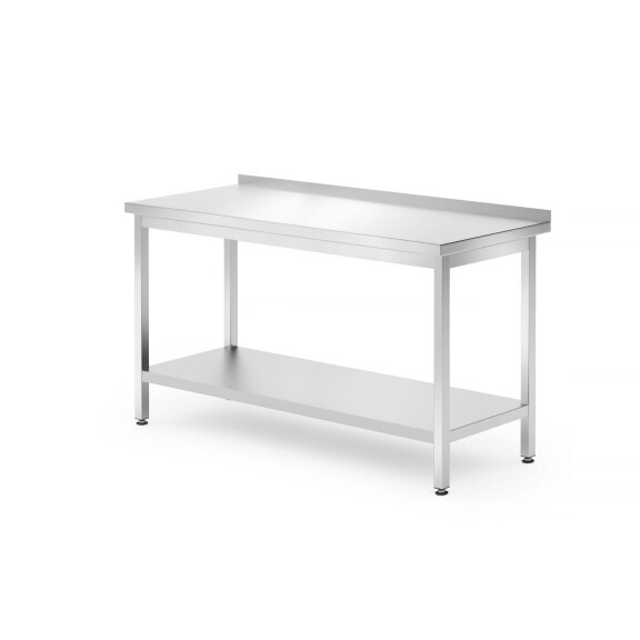 Stenový stôl s poličkou – skrutkový, hĺbka 700 mm, HENDI, Kitchen Line, 1400x700x(H)850mm