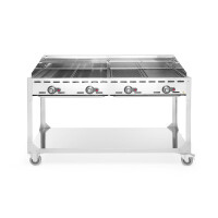 4-horákový plynový gril Green Fire Profi Line, HENDI, Profi Line, podstavec s poličkou na kolieskach, Svetlošedá, 22kW, 1400x612x(H)825mm