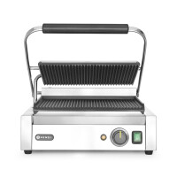 Kontaktný grill „Panini“, HENDI, drážkovaný vrch a spodok, 230V/2200W, 432x396x(H)214mm