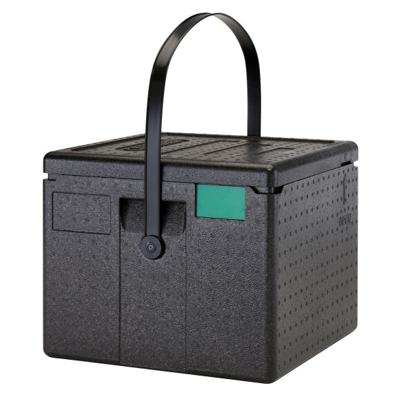 Termoizolačná nádoba Cam GoBox na pizzu zvrchu plniteľná, Cambro, kapacita: 6 krabíc s rozmermi 330x330x(H)40 mm na pizzu Ø320 mm, Čierna, 410x410x(H)