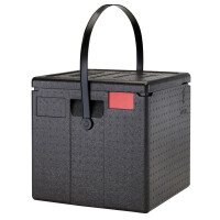 Termoizolačná nádoba Cam GoBox na pizzu zvrchu plniteľná, Cambro, kapacita: 8 krabíc s rozmermi 330x330x(H)40 mm na pizzu Ø320 mm, Čierna, 410x410x(H)