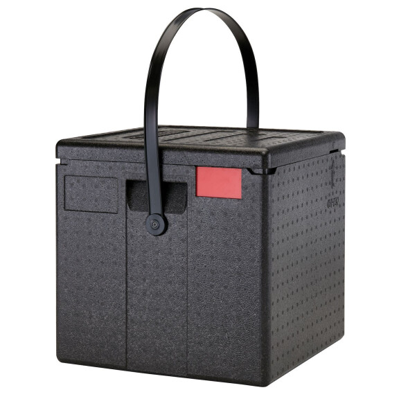 Termoizolačná nádoba Cam GoBox na pizzu zvrchu plniteľná, Cambro, kapacita: 8 krabíc s rozmermi 330x330x(H)40 mm na pizzu Ø320 mm, Čierna, 410x410x(H)