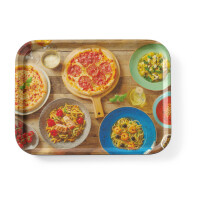 Servírovací podnos nekĺzavý, pravouhlý, s potlačou, HENDI, tasty pizza & pasta, 330x430mm