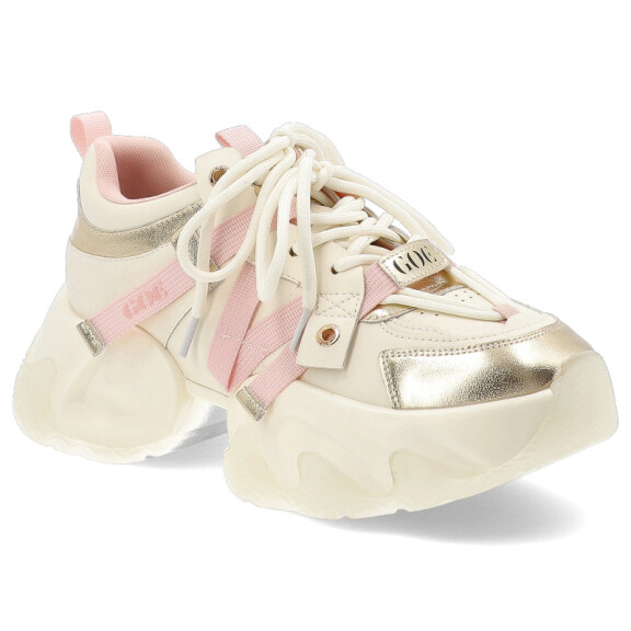 Beżowe Sneakersy GOE Modne Obuwie Damskie Na Solidnej Podeszwie