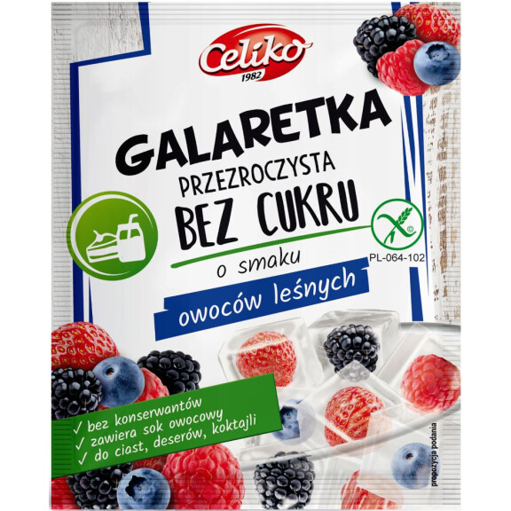 Jeleu de fructe de pădure fără zahăr (transparent) Celiko, 14 g