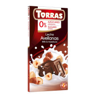 Ciocolată cu lapte și alune fără adaos de zahăr 75 g - Torras