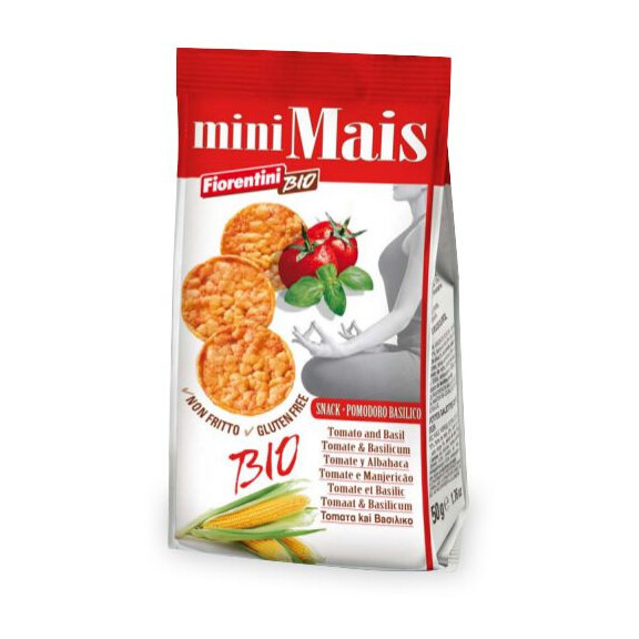 Discuri de porumb bio cu roșii și busuioc, fără gluten BIO 50 g