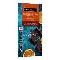 Ciocolată amăruie cu portocale cu eritritol și glicozide de steviol fără zahăr adăugat 125 g- Pure&Good