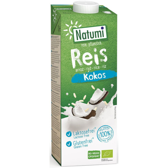 Băutură din orez și nucă de cocos fără gluten, fără adaos de zahăr BIO 1 l