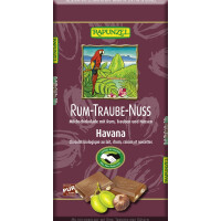 Ciocolată cu lapte din comerț echitabil cu sultane, rom și alune BIO 100 g