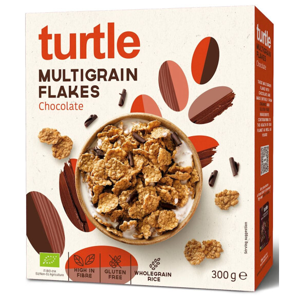 Fulgi de cereale cu fulgi de ciocolată fără gluten bio 300 g - turtle
