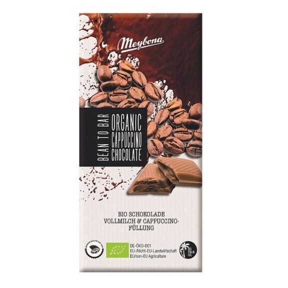 Ciocolată cu lapte cu umplutură cu aromă de cappuccino bio 100 g