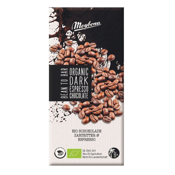 Ciocolată amăruie cu boabe de cafea espresso zdrobite bio 100 g