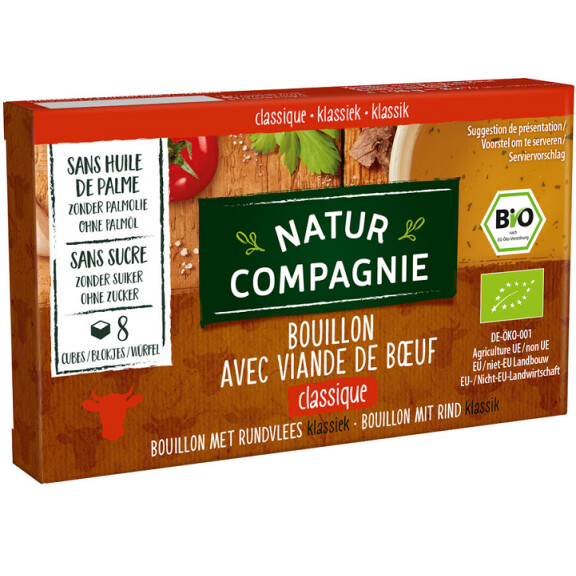 Bulion - cuburi de carne de vită fără adaos de zahăr BIO (8 x 12 g) 96 g - Natur Compagnie