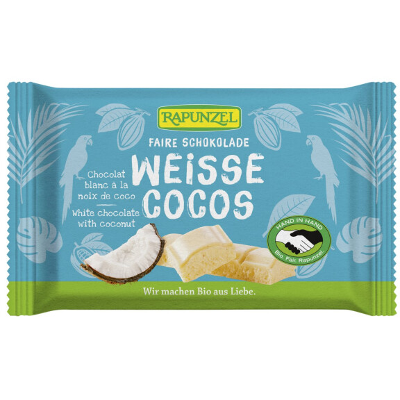 Ciocolată albă cu fulgi de nucă de cocos BIO 100 g