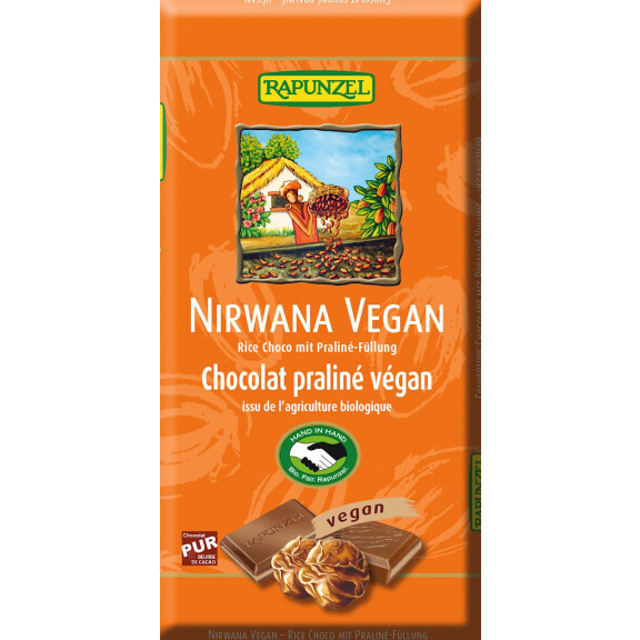 Chocolate couverture cu umplutură de praline nirvana BIO 100 g