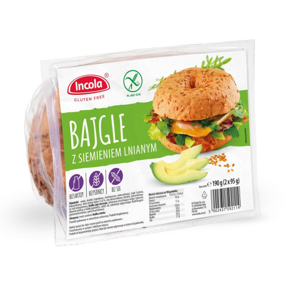 Covrigi fără gluten cu semințe de in (2 x 95 g) 190 g - INCOLA