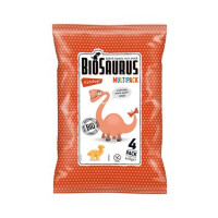 Chipsuri de porumb fără gluten cu aromă de ketchup Dinosaurs BIO 4x15g